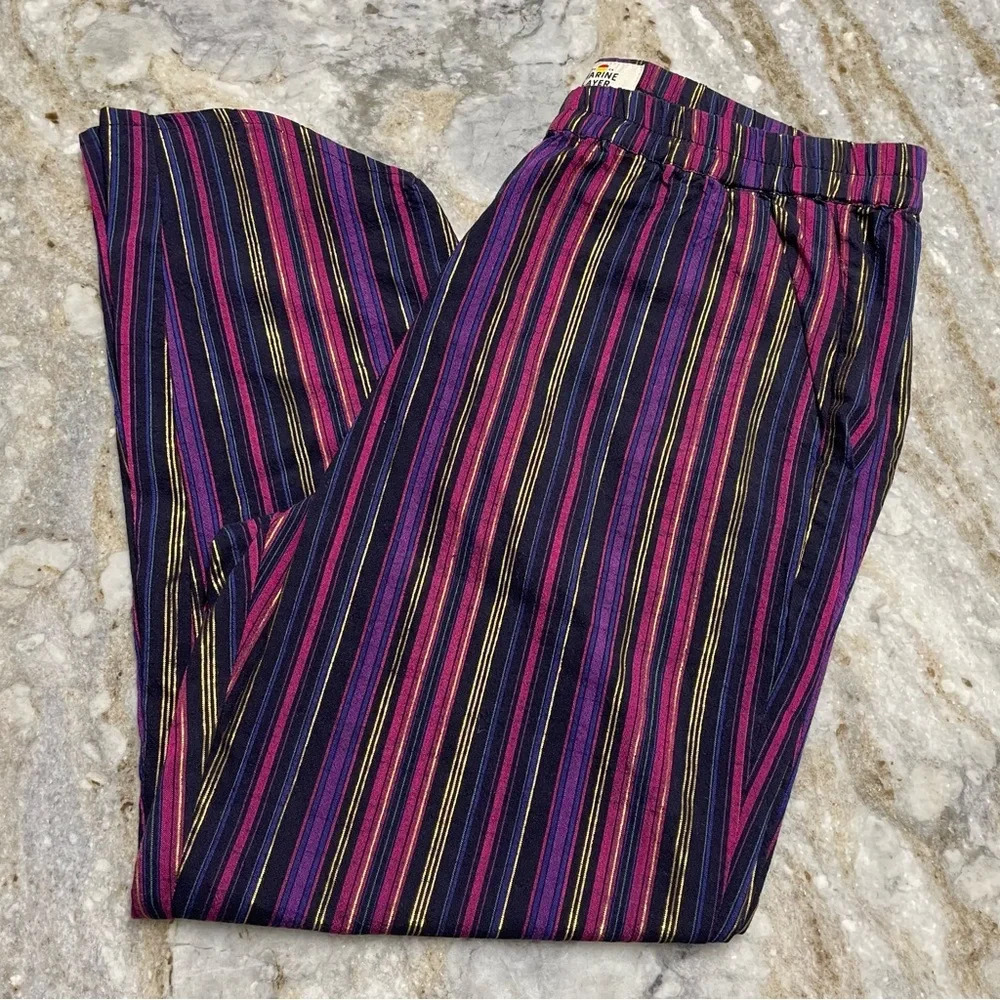 MARINE LAYER ALLISON MULTI-COLORED MAGENTA GOLD LUREX STRIPPED PANTS M NWOT